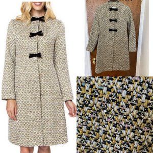 Black / Gold Tweed Holiday Coat with Bows